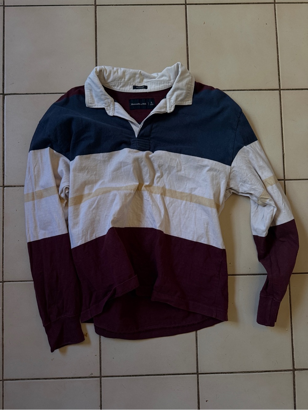Abercrombie & Fitch Navy, White & Burgundy Rugby Polo
